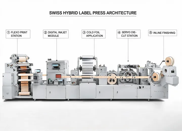 Gallus hybrid label press architecture diagram in production hall